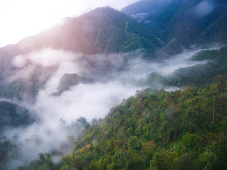 Fog on the high mountains, Sa Pa,Vietnam - Cable Car at Fansipan, the best view in Vietnam