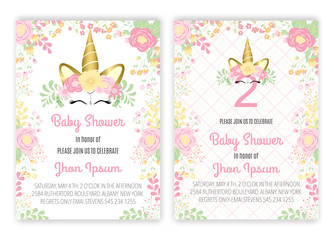 Unicorn floral unicorn decor card baby shower.