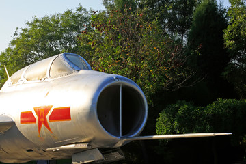 Chinese air retired fighter jets in a park