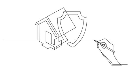 hand drawing business concept sketch of home protection shield