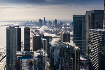 Obraz na płótnie Canvas Winter panorama of Chicago.