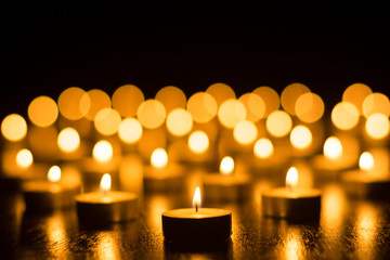 Candles on Dark Background for Thanksgiving, Valentines Day, Happy Birthday, Memorials, Festive, Christmas and Romance