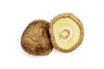 Image of Dried shiitake mushrooms isolated on white background. Food.