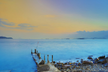 Fototapeta na wymiar Sunset at a sea beach with beautiful sky