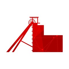 Mining industry building icon. Textured by lines and dots pattern