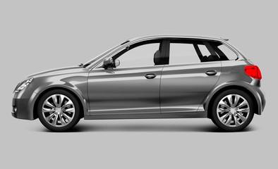 Fototapeta premium Metallic grey hatchback car