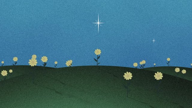 Green Field and Shinny Stars Retro Cutout Background