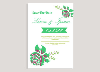 weeding invitation 10, romantic style with rose flower background