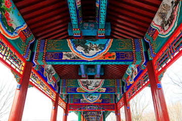 Obraz premium Stained wood building structure