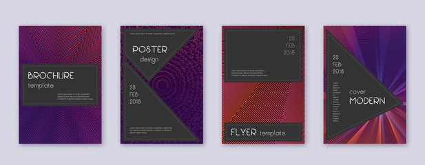 Black brochure design template set. Violet abstrac