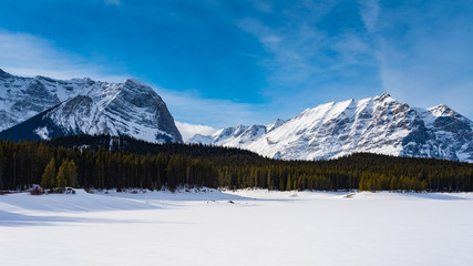 Fototapeta premium Winter in the mountains under clear blue skies