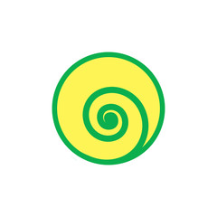 simple curly green leaf plant circle logo