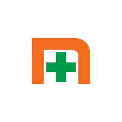 Obraz premium letter m plus medical geometric logo vector