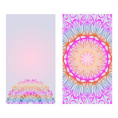 Modern Vector Template With Tribal Mandalas. For Brochure, Flyer, Cover, Magazine. Rainbow color