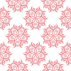  Floral seamless pattern. Pink and white background