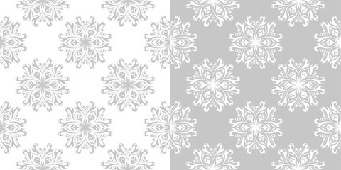 Floral gray seamless backdrops. Monochrome backgrounds compilation