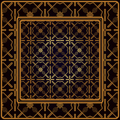 Obraz premium Festive Colorful Geometric Pattern. Vector Illustration. For Print Bandanna, Tablecloth, Fabric Print, Fashion. Black bronze color