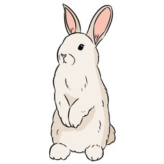 Cute rabbit hand drawn lineart isolated doodle