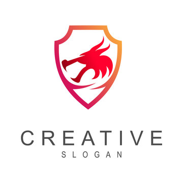 dragon shield logo design template