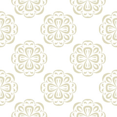 Seamless pattern with flowers. Light olive floral design on white background