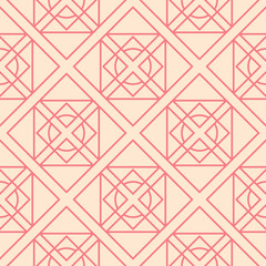 Geometric print. Pink pattern on bright pink seamless background