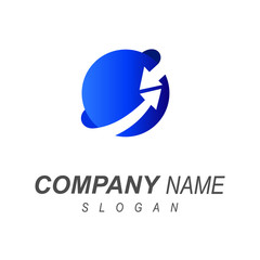 globe and arrow logo design