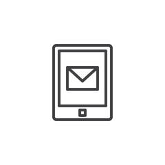 Smartphone message line icon. linear style sign for mobile concept and web design. Mobile phone screen with envelope mail outline vector icon. Symbol, logo illustration. Pixel perfect vector graphics
