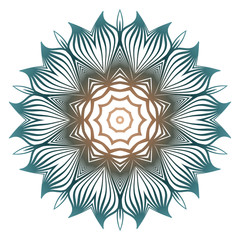 Mandala Pattern. Traditional Indian Mandala. Orient Tribal Circle Sign Illustration. Vector Illustration. Brown green pastel color