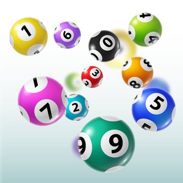 Lottery balls of bingo, lotto, keno gambling games