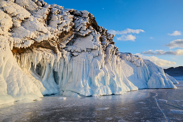 Rocks covered with ice