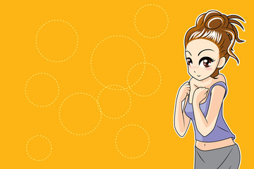 Character cartoon blushing girl vector illustration