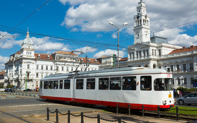 Plakat Tram in Arad on town hall square