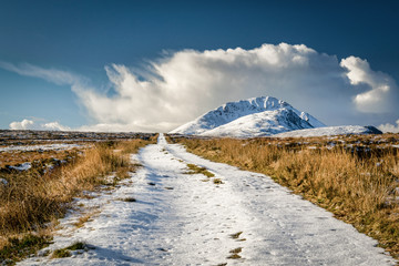 The Snowy Road to Errigal Mountain
