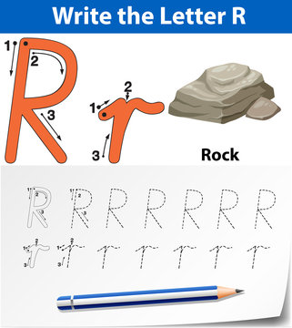 Letter R tracing alphabet worksheets