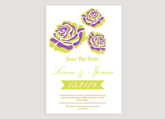 weeding invitation 10, romantic style with rose flower background