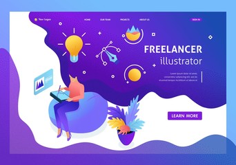 Isometric Landing Page Freelancer