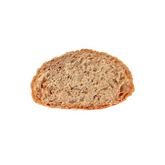 Bread toast  isolated on  white background. Crumbs and Bread slice close up. Bakery, food concept. Top view