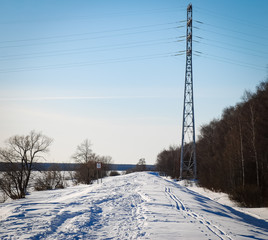 Wild nature of midle Russia. Lot of snow, sun and winter