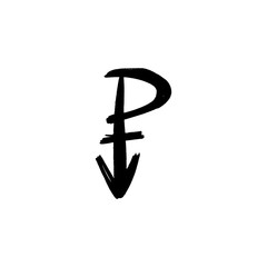 Pansexual movement lgbt P symbol simple black and white logo
