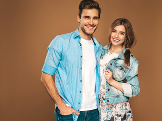 Portrait of Smiling Beautiful Girl and her Handsome Boyfriend laughing.Happy Cheerful...