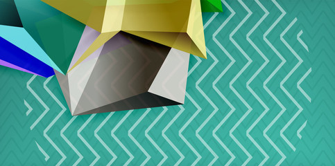 Vector triangular 3d geometric shapes background, modern poster design