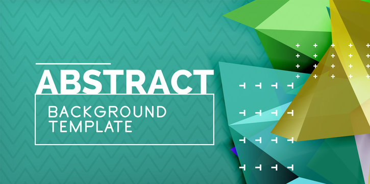 Vector triangular 3d geometric shapes background, modern poster design