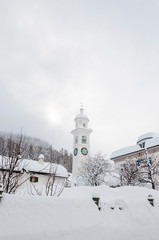 Sils, Sils Maria, Segl, Kirche, Dorfkirche, Oberengadin, Winter, Winterwanderung, Wintersport, Alpen, Graub&uuml;nden, Schweiz