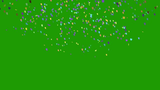 Confetti Party Popper Explosions on a Green Background. 3d animation, 4K