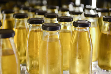 apple juice in bottles ready for drink,healthy drink