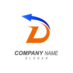 letter d with arrow logo template ready for use