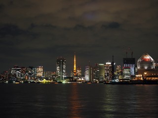 night scape of Tokyo bayside area from Toyosu area