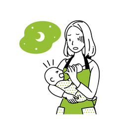 赤ちゃんをあやす母親。