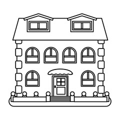 House in thin line style on white background