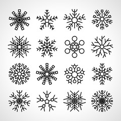 Set of sixteen snowflakes